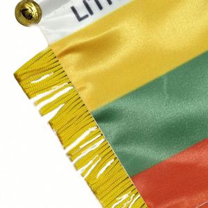 ธงซาตินลิทัวเนียแบบกำหนดเอง ธงติดรถยนต์ขนาดเล็ก พร้อมพู่สีเหลือง - Product Image 5