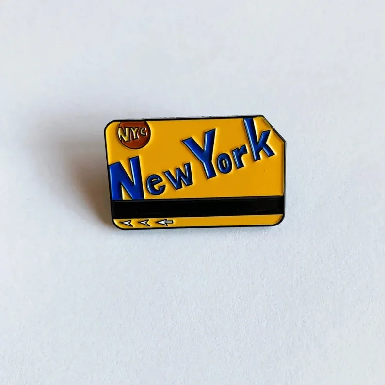 패션 제조 사용자 정의 로고 금속 소프트 에나멜 배지 <span class=keywords><strong>뉴욕</strong></span> 지하철 옷깃 핀 기념품