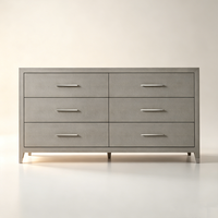 Commode à 6 tiroirs en cuir gaufré personnalisée, finition écologique, style classique et luxueux, pour aménageurs intérieurs