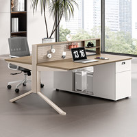 Bureau de bureau modulaire contemporain, simple et moderne, pour personnel, double poste quatre places, avec panneau perforé, porte-cartes et chaise de bureau