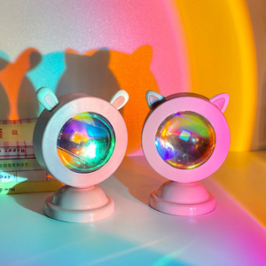 Tùy Chỉnh RGB Màu Hồng Thỏ Ánh Sáng Ban Đêm Chiếu Có Thể Sạc Lại Mini Hoàng Hôn Đèn ABS Chất Liệu Plug-Trong Cung Cấp Điện - Product Image 1