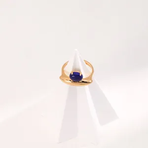 geometry Engagement 925 Sterling Silver Women's Gift Party Other French minimalist lapis Lazuli sterling silver ring