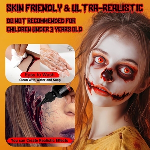Thực Tế Halloween Máu Giả Kit 3Pcs Có Thể Giặt Giả Máu Phun Gel Máu Đối Với Zombie Ma Cà Rồng Cosplay Trang Điểm - Product Image 5