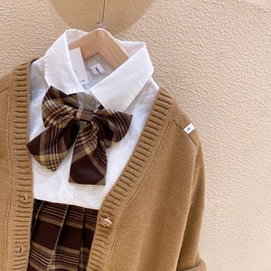 Ensemble uniforme JK pour filles, automne 2026, cardigan tricoté, chemise <span class=keywords><strong>blanche</strong></span> et <span class=keywords><strong>jupe</strong></span> plissée à carreaux, adapté aux enfants de 3 à 8 ans - Product Image 2