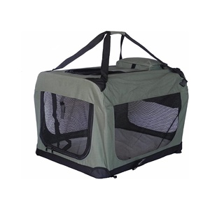 Grands sacs de voyage pliables personnalisés OEM pour chats meilleure vente caisse souple pour chien avec 2 bols polyester bleu marine - Product Image 5