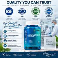 Gummies personnalisées OEM/ODM à marque privée, supplément Ashwagandha et Vitamine D, 60 unités, avec support de documentation de qualité et contrat
