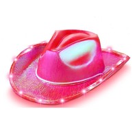 Cappello da Cowboy in Denim Verde con Luci Laser Multicolore per Feste di Halloween e Carnevale, Tema Western