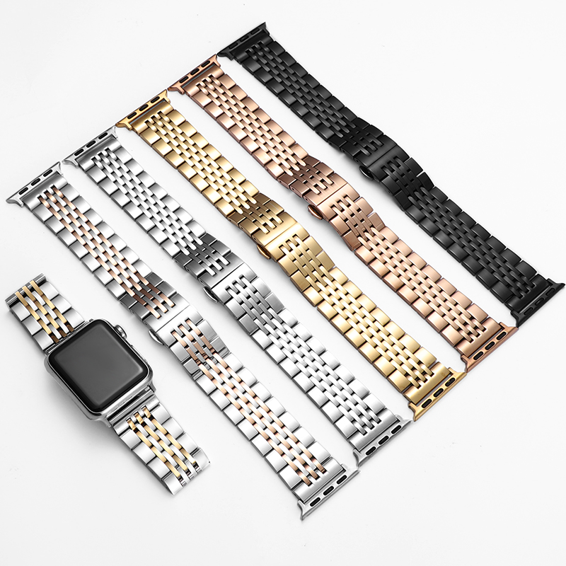 For Watch Seven Beads Stainless Steel Charm Strap with Pin Buckle for 38-45mm Sizes New Arrival Cross Border