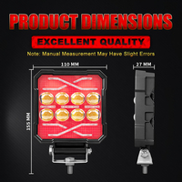 Lumière de travail LED carrée de 4 pouces 80W Rouge Bleu Stroboscope Flash Avertissement Lampe auxiliaire pour voiture camion tracteur 4x4 Tout-terrain VTT UTV Bateau