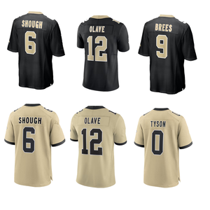 Nueva <span class=keywords><strong>Orleans</strong></span> # 6 Shough # 9Brees # 4 Camisetas de Rugby Bordadas para Hombre, Camiseta de Jugador Cosida de Manga Corta, Venta al por Mayor - Product Image 1