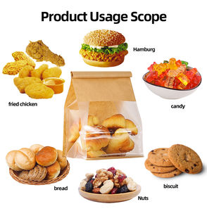 Bolsa de Embalaje de Alimentos Kraft Marrón y Blanca Personalizada, Ecológica, Resistente al Aceite, <span class=keywords><strong>con</strong></span> Cierre Metálico para Pasteles de <span class=keywords><strong>Queso</strong></span> y Productos Horneados - Product Image 5