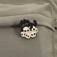 Pins en émail personnalisés, badges et broches de revers sur le thème des chats noirs, de la mort, des crânes, des squelettes, Boo, Halloween, du Nouvel An chinois et des fruits