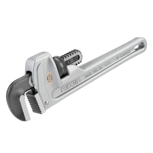 Llave de tubo recta Ridgid con mango de aluminio, 10 pulgadas, mandíbula ajustable, grado industrial - Product Image 1