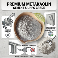 Poudre de métakaolin ultra fine 200-3000 mesh pour ciment et applications de béton ultra haute performance