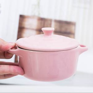 <span class=keywords><strong>Mini</strong></span>-Casserole ronde en <span class=keywords><strong>céramique</strong></span>, ustensiles de cuisine portables, Design de couleurs roses, chauffe-aliments avec poignées, vente en gros - Product Image 2
