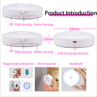 Lampu Malam LED Tujuh Warna Bahan ABS Cerdas Sensor Magnet Induksi Gerak Tempat Tidur Dapat Diredupkan USB Dapat Diisi Ulang untuk Kamar Tidur