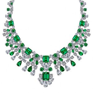 Collar con Colgante de Diamantes de Imitación 5A, Color Verde y Rojo, Diseño Exagerado y Elegante de Dylam, Ideal para Cenas, Bodas y Eventos - Product Image 1