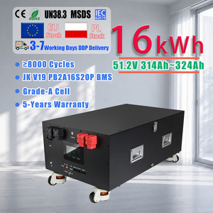 Stock PL 16kWh 48V 314Ah JK V19 BMS avec fonction de chauffage intelligente, armoire empilable sur base à roulettes mobiles pour systèmes de stockage solaire domestique - Product Image 1