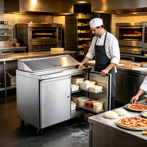 Table de préparation de pizzas la <span class=keywords><strong>moins</strong></span> chère, à économie d'énergie, avec compresseur Cubigel, homologuée CE, table de préparation de pizzas réfrigérée - Product Image 1