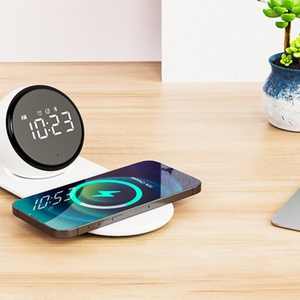 Chargeur sans fil intelligent 4-en-1 15W, haut-parleur Bluetooth, veilleuse LED à bruit blanc, réveil numérique tout-en-un, blanc - Matériau PC - Product Image 5