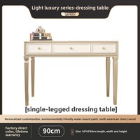 Table de maquillage en bois massif, style moderne minimaliste, luxe léger, avec miroir LED tactile éclairé, miroir amovible et réglable