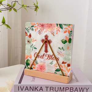 Floral Disposable Napkins With Cross Design For Party 330mm 20 Sheets Per Pack - Product Image 5