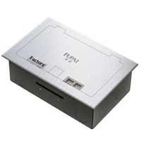 PUPAI FP-200 Prise de sol encastrée à entrée latérale en acier inoxydable anti-erreur de placement, cinq trous pour téléphones et ordinateurs, accès surélevé