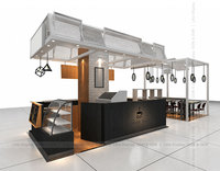 Kiosque à café en bois moderne, personnalisable et écologique, avec éclairage LED, idéal pour les salons de thé et les centres commerciaux