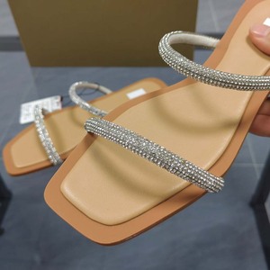 <span class=keywords><strong>Chaussures</strong></span> pour femmes espagnoles 2024 été nouvelle mode décontracté strass sandales plates <span class=keywords><strong>chaussures</strong></span> de créateurs femmes marques - Product Image 4