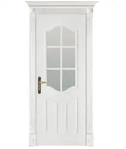 GJ-S597B सफेद रंग के साथ लिबास चित्रकारी ग्लास फ्लश MDF/ठोस लकड़ी नवीनतम डिजाइन इंटीरियर लकड़ी के दरवाजे के लिए घर