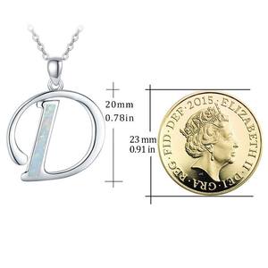 Joyería personalizada 925 plata esterlina inicial D monograma creado ópalo letra colgante collar - Product Image 2