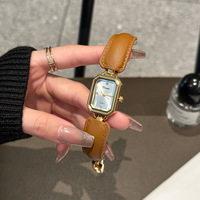 Aimgal Mode Damen Luxus Lederarmband-Uhr 3ATM Wasserdicht Quadratisches Leder Vintage-Armband Hochwertig