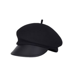 High End <b>Hat</b> Women Fall Winter Wool Stereotyped Baseball <b>Hat</b> Ladies Temperament Fashion Women Beret <b>Hat</b> Leather Eaves Sports Cap - Product Image 2