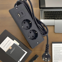 Multiprise encastrable de bureau UE avec 2 prises et 2 ports USB à charge rapide, en matériau PC ignifuge