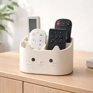 Cute Cat Remote Control Storage Box Desktop Organizer Plastic Single Tier Living Room Use - Product Image 1