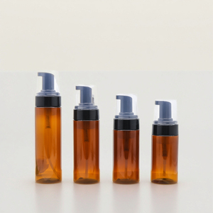 ขวดบรรจุภัณฑ์เครื่องสำอางแบบโฟมสีน้ำตาลขนาด 150 มล. พร้อมหัวปั๊มสีดำสำหรับมูสโฟมและครีมล้างหน้า - Product Image 4