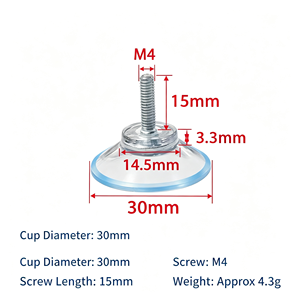 FE-A001M4 M5 M6 Transparent PVC Suction Cup with Screw and <strong>Nut</strong>, 30mm 34mm Strong Vacuum Suction Cup Hook for Glass <strong>Tile</strong> Smooth - Product Image 5