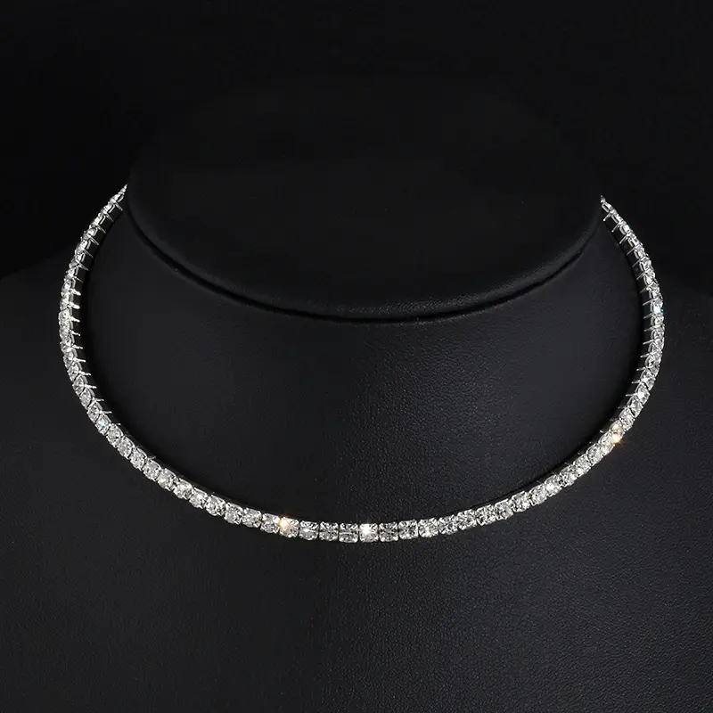 Rhinestone Choker Necklaces Torques Collar Women Statement Jewelry Girl Necklace