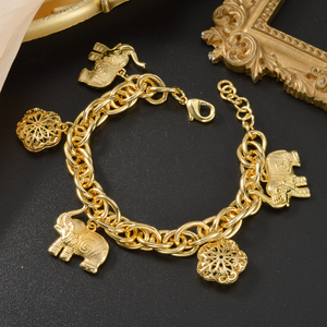 Zeadear fashion fine wholesale <b>copper</b> openwork floral charm carved elephant shiny chunky 18k gold plated bracelet for women - Product Image 5
