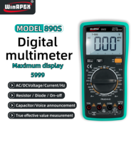 Multimeter Digital WinAPEX 890S 2000 Counts DCV 1000V DCA 10A Resistansi 200MΩ Kapasitansi 30mF Pengukuran True RMS