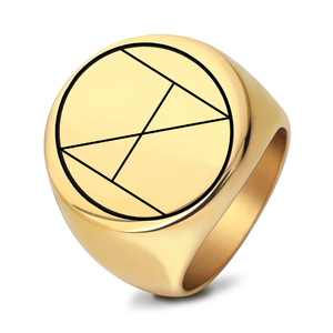 Geometric Round Stainless Steel <b>Ring</b> 22mm Unisex Jewelry Gift <b>Plain</b> Design - Product Image 1