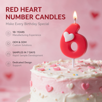 Bougies Chiffres Arc-en-ciel avec Présentoirs, Bougies Chiffres Cœur Rouge Faites à la Main Sans Fumée pour Anniversaires Romantiques et Vente en Gros