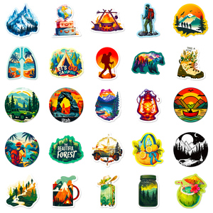 50 adesivi per avventure all'aria aperta, escursionismo, campeggio, viaggi, doodle, per valigie, laptop, fai da te - Product Image 5