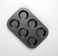 Fabrik-Großhandel Bestseller 6-Fach Kohlenstoffstahl Muffin-Cupcake-Backform für Heimküche und Backen