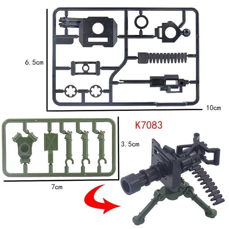 Sıcak satış dünya savaşı II ordu silahlar kiti ağır makine Gatling tabancası yapımı plastik asker aksesuarları yapı taşları setleri oyuncaklar