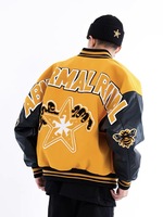 Haute qualité personnalisé jaune couleur couleur Chenille Patch Baseball College Varsity veste en vrac recadrée Letterman veste pour hommes
