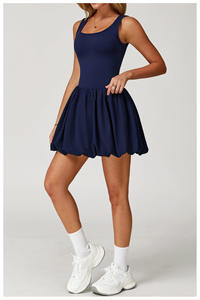 Setelan Olahraga dengan Celana Pendek Pakaian Olahraga Tenis Rok Tenis Biru Dongker Set Pakaian Tenis untuk Wanita Gaun Terno untuk Olahraga - Product Image 3