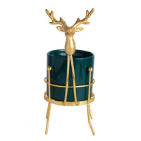 Support Moderne en Métal Doré pour Vase Cerf et Fleurs, Nouvelle Décoration d'Intérieur avec Support en Métal Thermolaqué pour Jardin