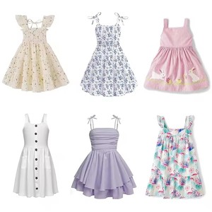 Summer Cotton Children'S <b>Dresses</b> Floral Print Sleeveless Girls <b>Dress</b> Pink White Purple Multi Color Patterned Casual Kids Wear - Product Image 1