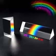 Optische Glas Transparant Grote Regenboog Foto Driehoek Prism